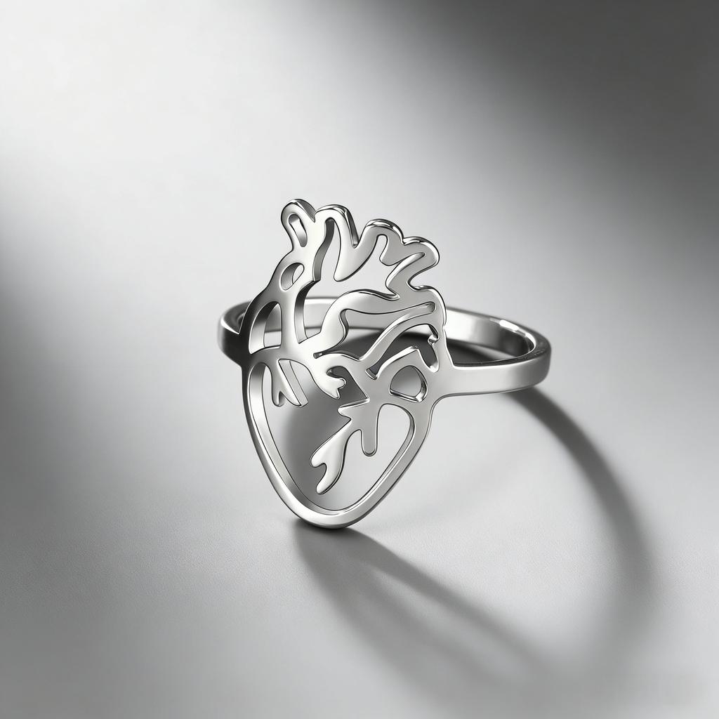 Fashion Anatomical Heart Rings for Women Men Medical Biology Finger Rings Stainless Steel Jewelry Gifts for Doctor