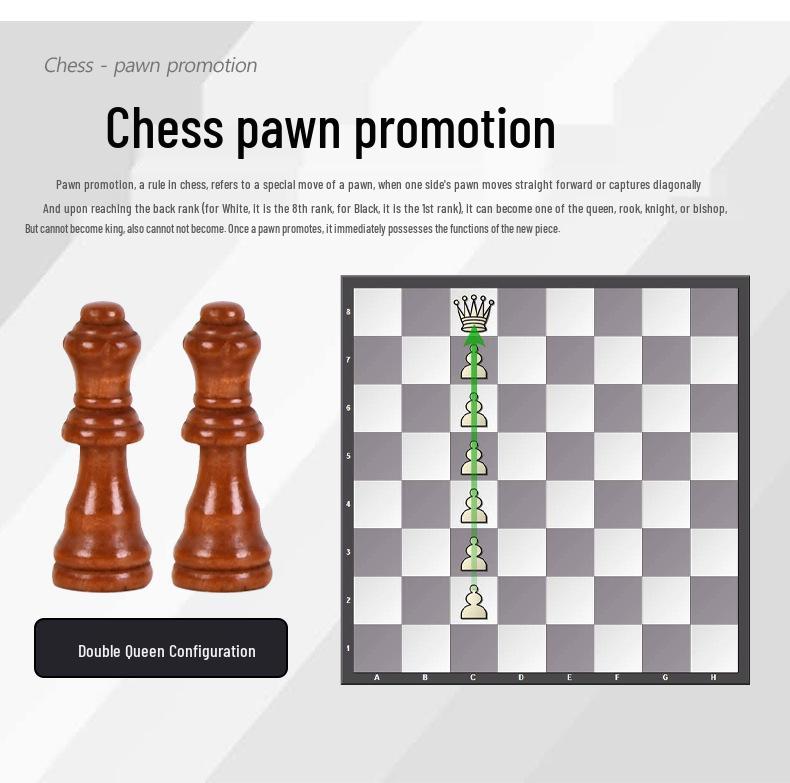 Qi Shou Schackset i massivt trä, hopfällbart och magnetiskt, med bräde i PU-läder