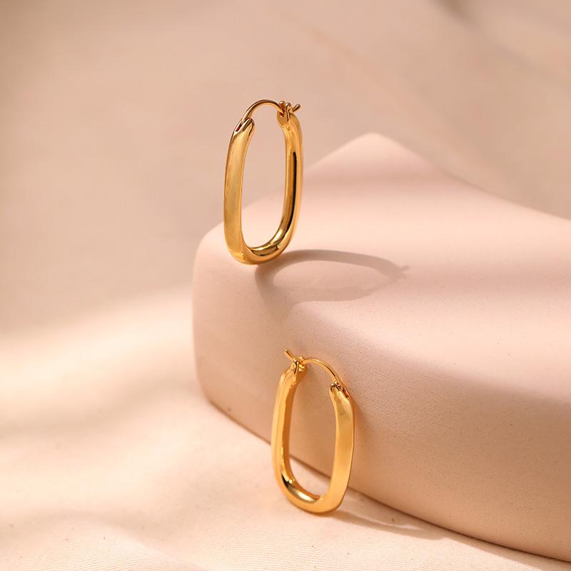 K Gold Plated Copper Geometric Simple Circle Hoop Earrings For Women