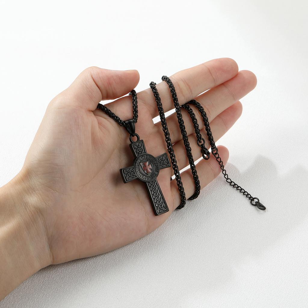 U7 Templer Halsketten aus Edelstahl für Herren Ritterkreuz Schild Anhänger 3D Geprägtes Amulett Symbol Christlicher Unisex Schmuck Geschenk