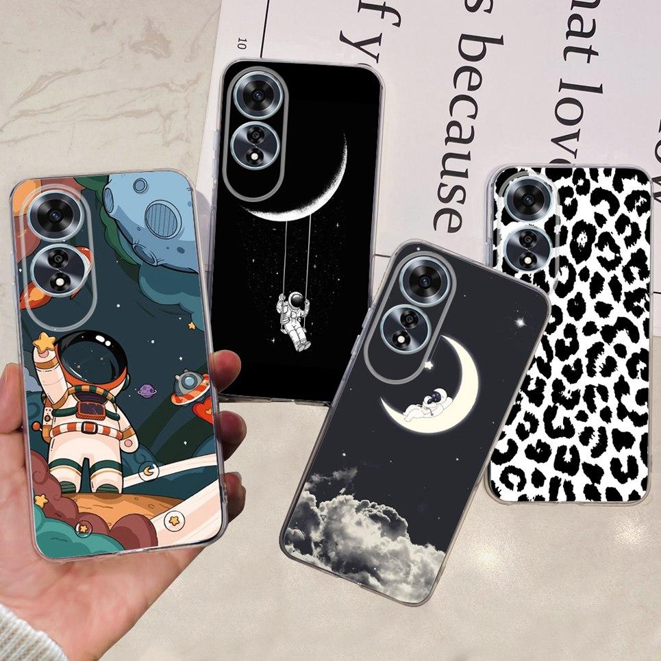Coque de téléphone Mignonne Chat Astronaute Pour Oppo A60 OppoA60 A 60 Coque Arrière Pare-chocs Cool Dragon Dessin Animé Coque Transparente Oppo CPH2631 Capa