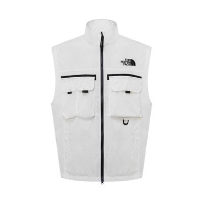 Logo Stand Collar Zipper Sleeveless Vest Men Vest White NV3LR01K
