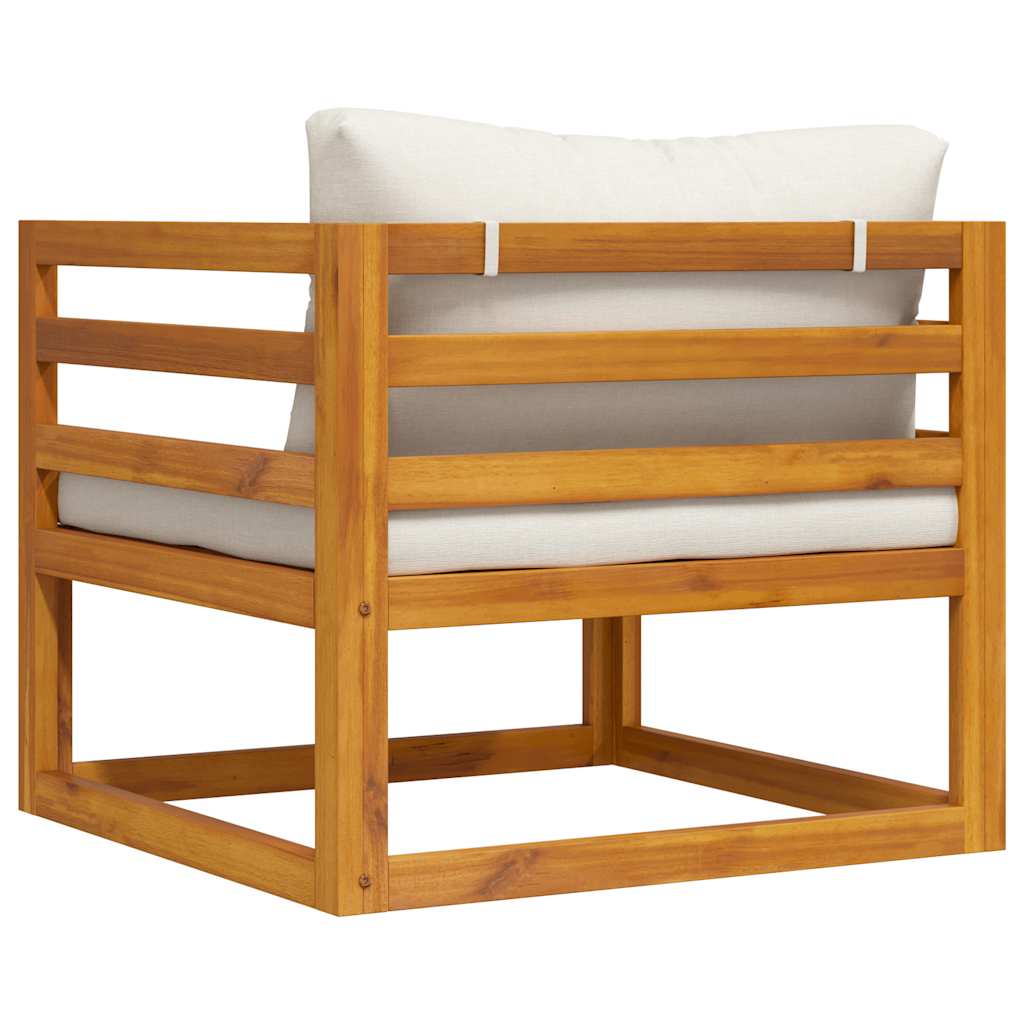 Garden Chair with Cream Colored Cushions Solid Acacia Wood