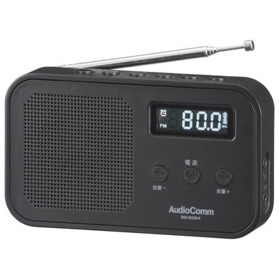 Ohm Electric AudioComm Radio Portable Dry Battery AC Power Digital Preset Registration 2 Band Handy Radio Black OHM RAD-H225N-K 03-7056
