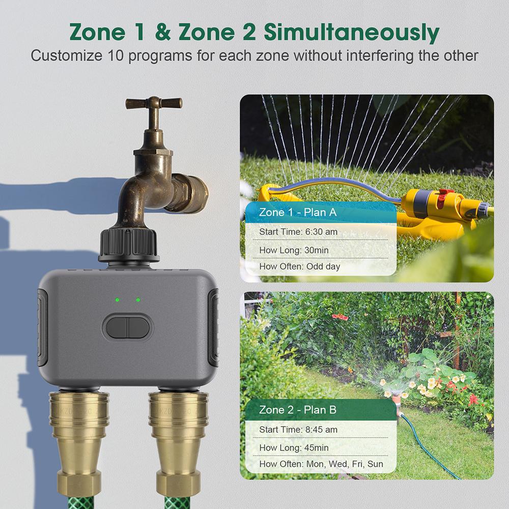 Temporizador de Agua Inteligente Tuya Zigbee/BT Controlador de Riego Automático 2 Salidas Aspersor Sistema de Riego para Jardín Soporte Alexa Google