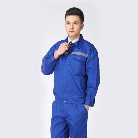 1 Set Men Coat Pants Reflective Solid Color Two Piece Set Autumn Welding Suit Auto Car Repairmen Workshop Mechanic Clothing