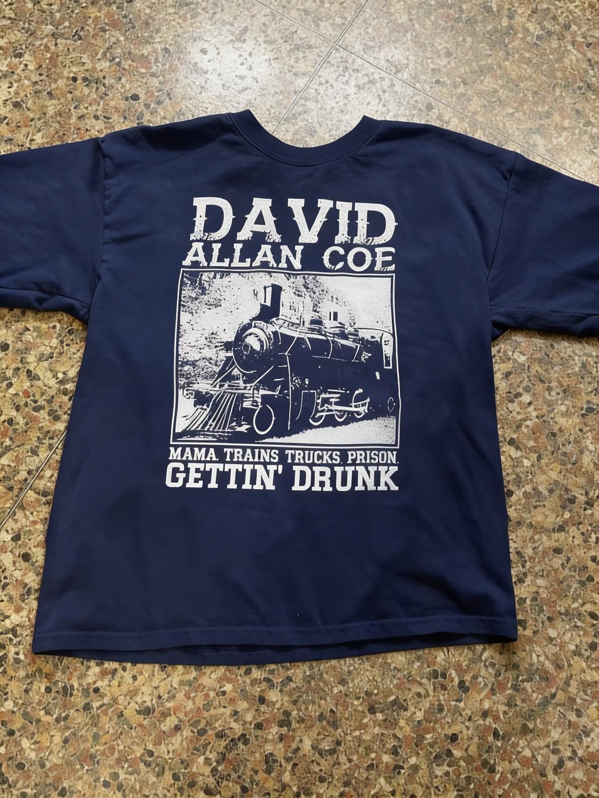 David Allan Coe Rock Ablum in Navy Unisex T-Shirt XL