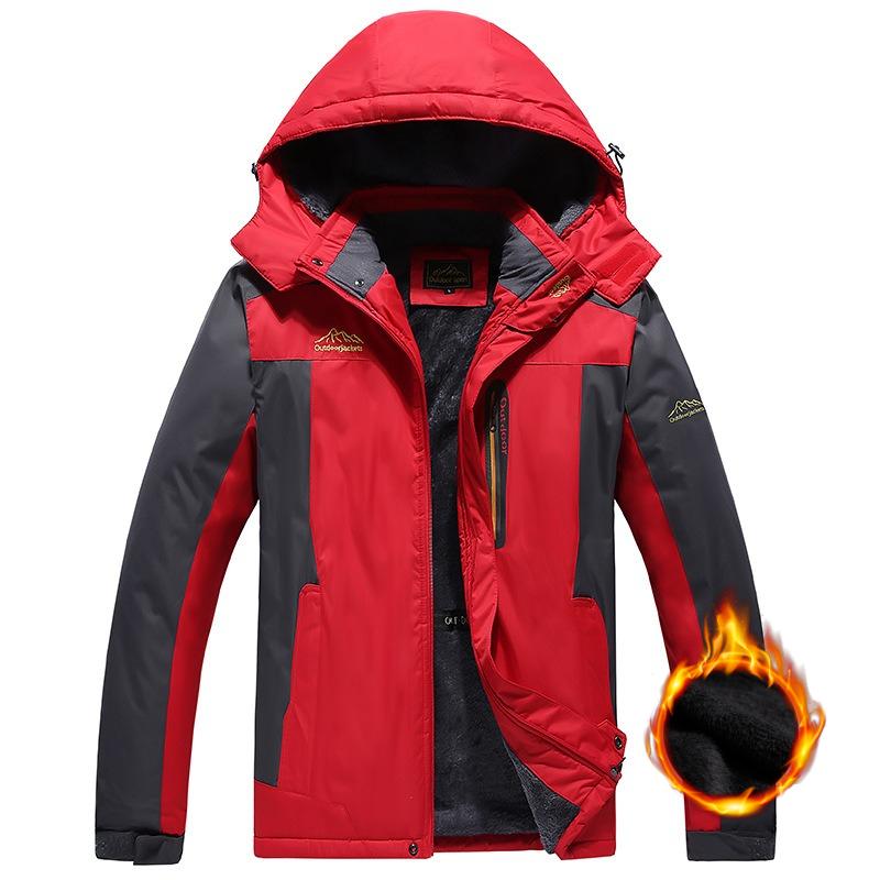 

Мужская зимняя куртка хлопковое пальто плюс бархатное толстое пальто холодостойкая рабочая одежда большого размера XS красный