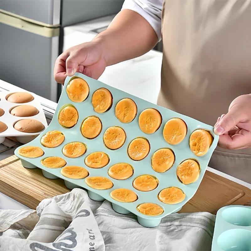 24-Hole Cake Mold Silicone Soap Cookies Cupcake Bakeware Pan Tray Mould Home Mini Muffin Cup 3D Non-stick Jelly&Candy Mold