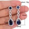 Cao Shi Sapphire Zircon Teardrop Bridal Evening Earrings