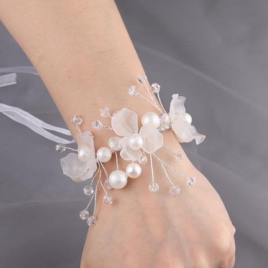 Wrist Corsage Elegant Comfortable Touch Anti-Wear Bride Bridesmaid Wrist Corsage Flower Bracelet for Wedding Engagement