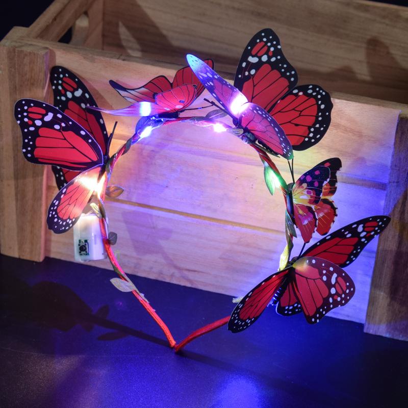 Glowing Butterfly Luminous Hairbands Light Up Flash Headband Women Girls LED Neon Birthday Bridesmaids Wedding Party Supplies