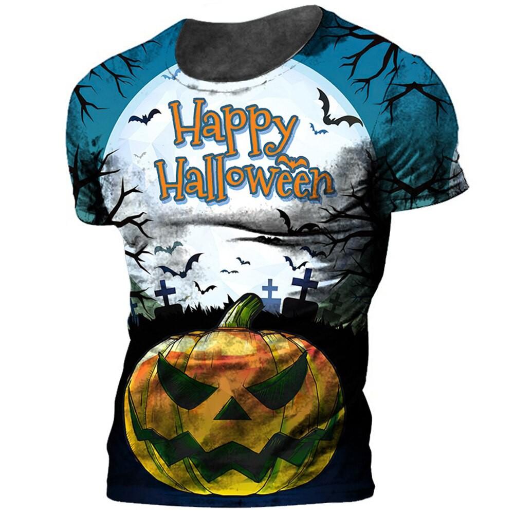 Halloween Men's T-shirt Pumpkin 3D Printed Retro Short Sleeve Fashion Hoodie Street Wear Party T-shirt Men's Oversized Clothing