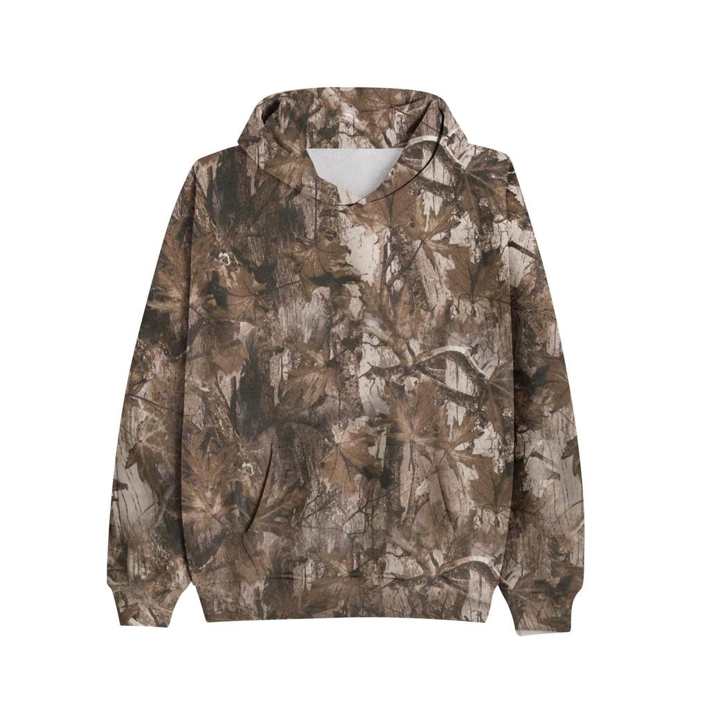 Fall/Winter New Style Women's Loose Fit Sport Shirt with Branch Pattern and Hooded Sweatshirt