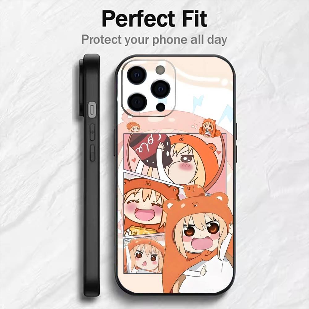 

Anime Girl Umaru D-Doma Phone Case For iPhone17,16,15,14,13,12 Plus,Max Soft Silicone Black Cover iPhone17promax