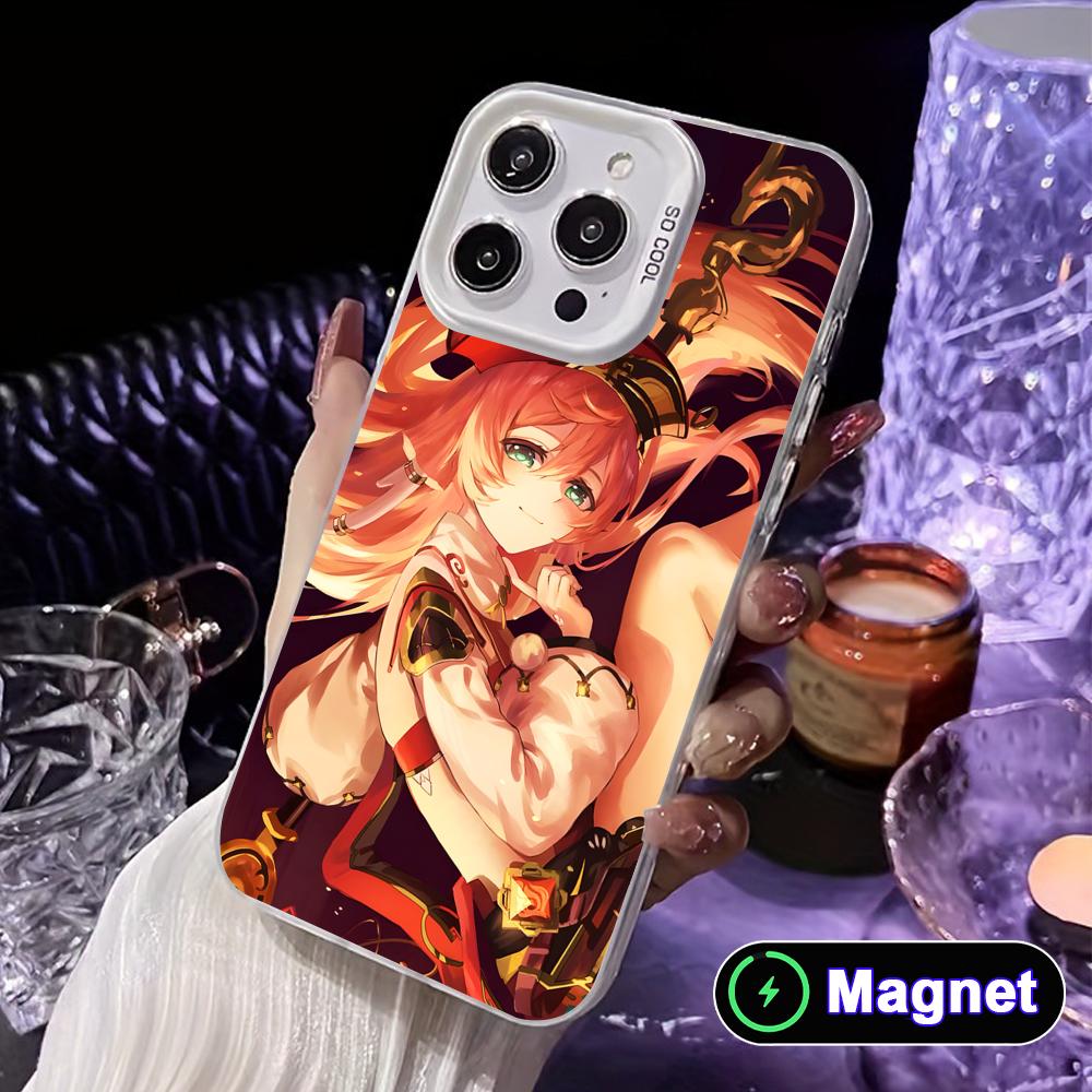 Game GI Yanfei White Translucent MagSafe Mobile Phone Case for iPhone 17 16 15 14 13 12 11 X XR XS Air Pro Max Plus Cover