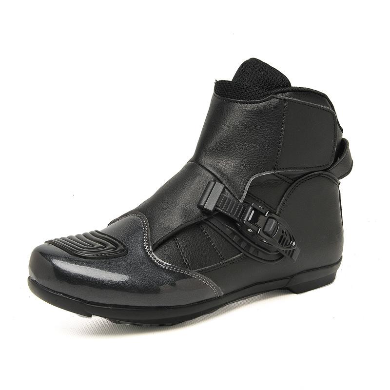 Motorradschuhe Zhongbang Motorradschuhe Schnalle Paar Stil Fahrradschuhe Professionelle Motorradschuhe Glänzende Motorradschuhe