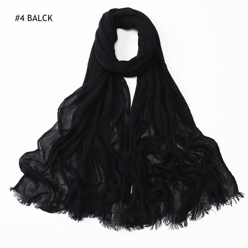 % Rayon Pleated Solid Color Human Cotton Two-end Beard Bag Headscarf Female, New Breathable Soft Scarf