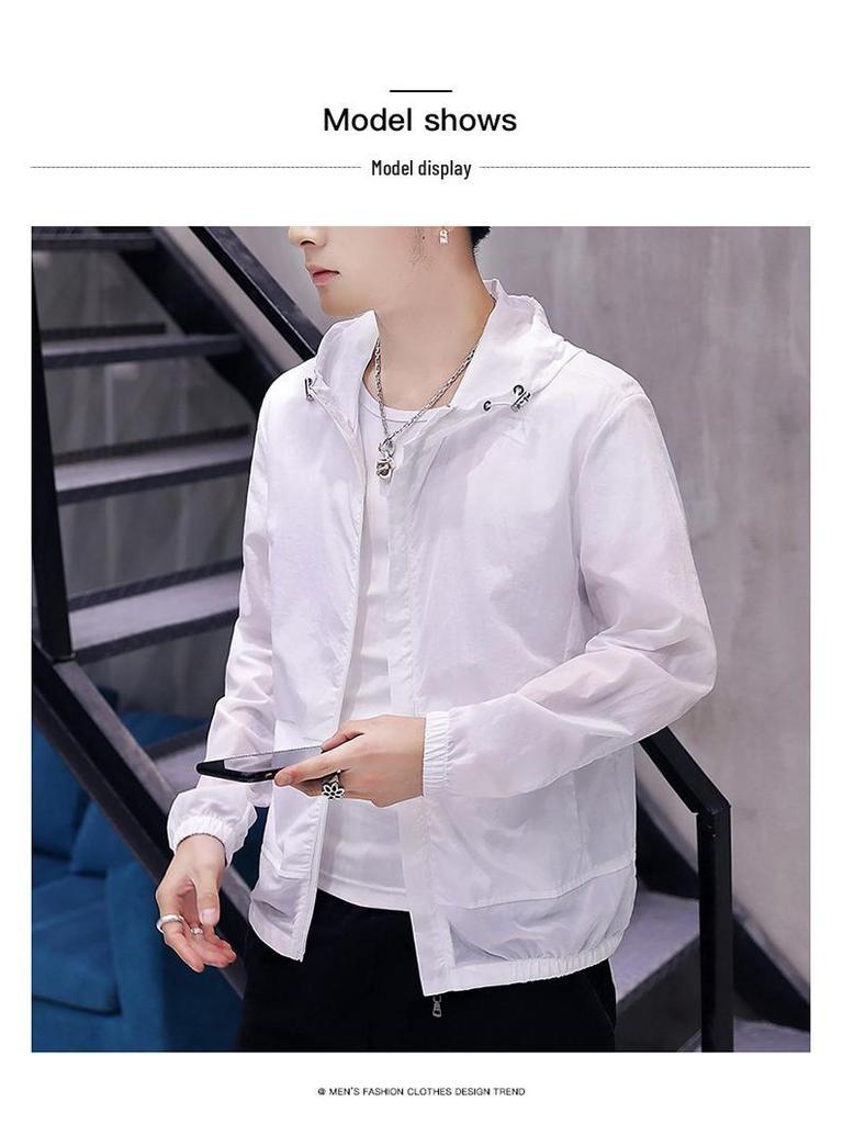 Coupe-vent léger pour homme avec protection solaire anti-UV - Veste respirante pour le sport.