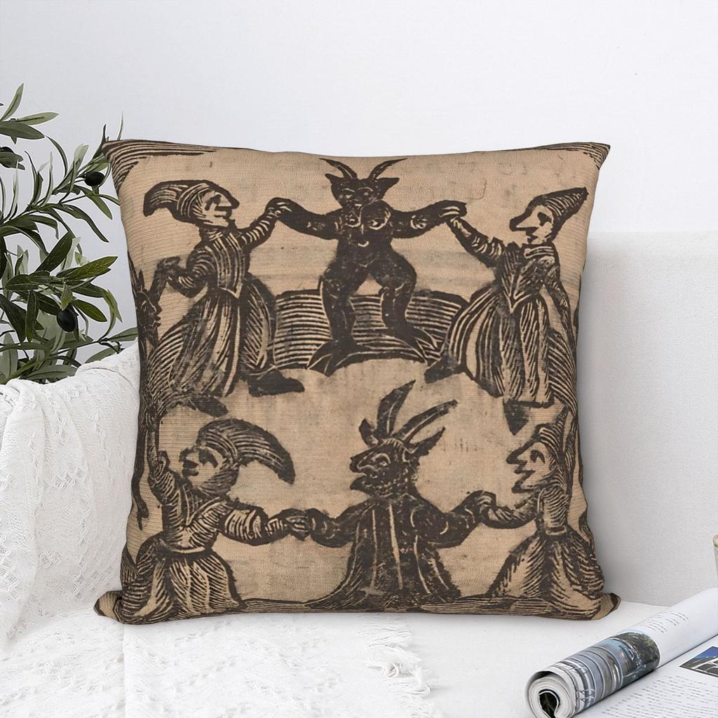 Th Century European Woodcut Prints Pillowcase Printing Polyester Cushion Cover Witches Dance Pillow Case Cover Drop Shipping