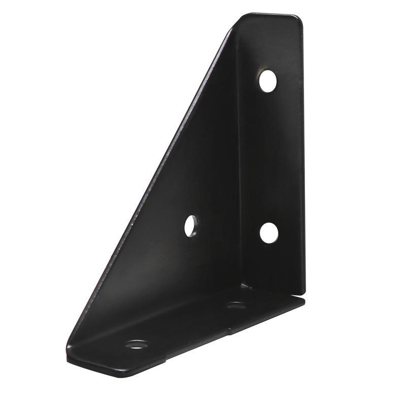Black Powder-Coated Three-Sided Angle Iron Bracket for Kitchen Cabinet Reinforcement and Support