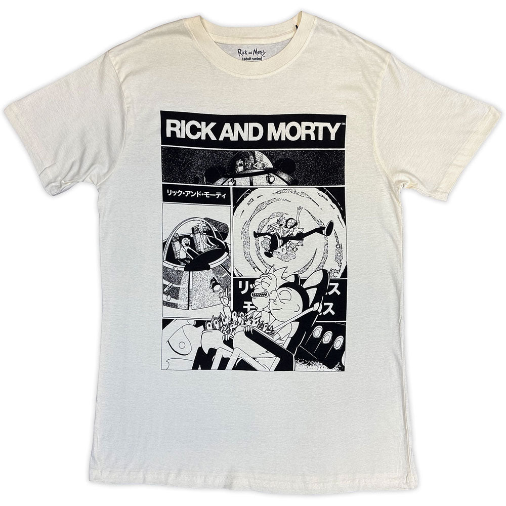 Rick Morty TShirt Black And White Collage Natural OFFICIAL NEW S