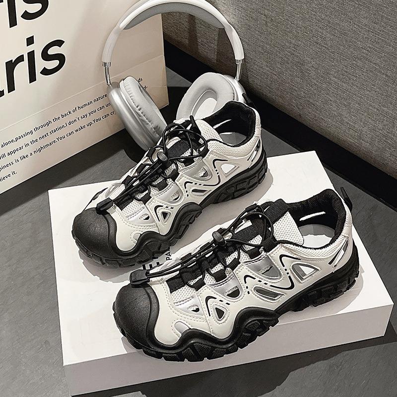 Ugly cute shoes women, spring and summer new outdoor hiking shoes hollow dad shoes platform casual sports shoes
