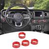 For Jeep JL AC/Radio/Headlight Knob Cover Trim Ring for Jeep Wrangler JL JLU Gladiator JT 2018-2024 Red Interior Accessories 4pcs