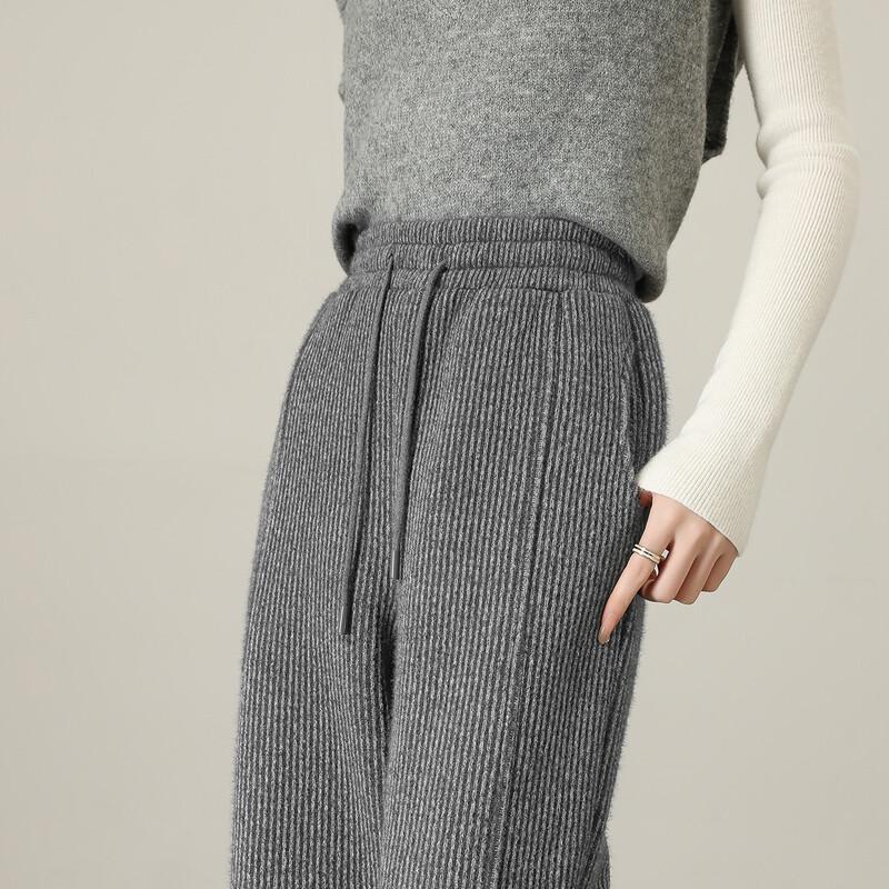 Women's High-Waist Brushed Fleece Lined Wide-Leg Casual Pants