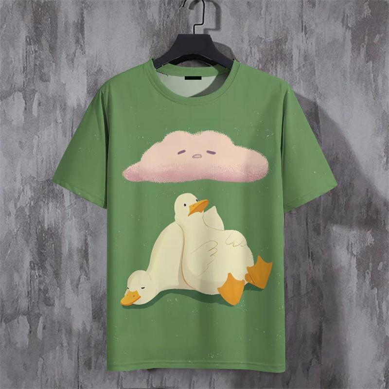 Funny Duck Pattern T Shirt For Men Cute Animal 3D Printed Tees Summer Casual Street O-Neck Tops Short Sleeve Loose T-Shirts