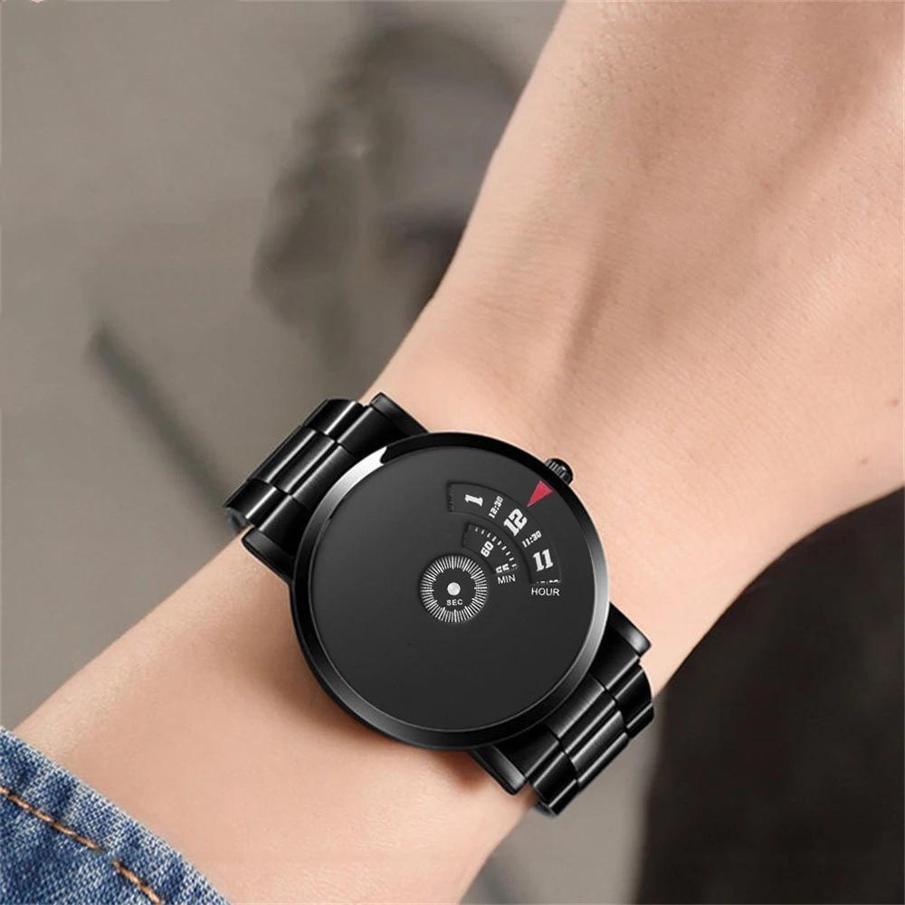 Men Sports Waterproof Quartz Watch Student Steel Band Creative Calendar Dial Business Wristwatch
