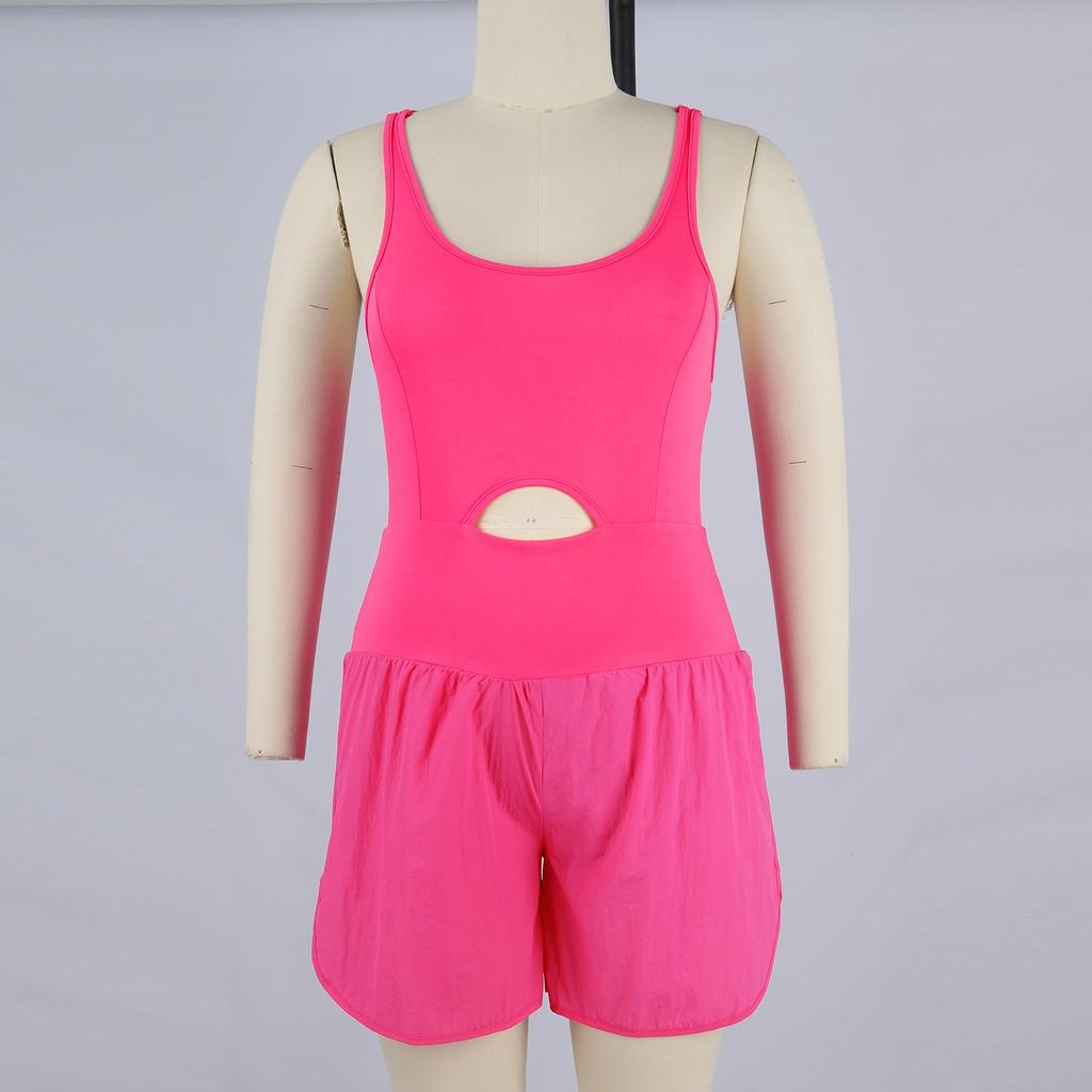 Women's Tight Sports High-waisted Fashion Color Jumpsuit Yoga Shorts