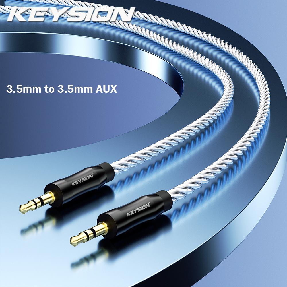 KEYSION 3.5mm/4.4mm Balance To 3.5mm Audio Cable Hi-end OFC Silver-plated HiFi Stereo Jack Male To Male AUX Extension Cord for Headphones Speaker