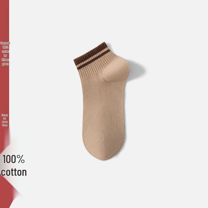 Men's Odor-Resistant 100% Cotton Short Socks - Breathable, Sweat-Absorbent, Mid-Calf for Spring/Summer