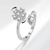 Rotatable Flower Moon Star Open Ring For Women Anti Anxiety Stress Relief Micro Paved Zircon Jewelry