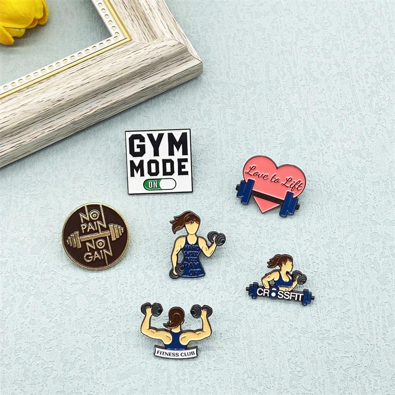 Creative Sports Fitness Around Girls Anti-dumbbell Design Alloy Enamel Brooch Exquisite Fashion Badge Pin Jewelry Accessories