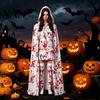 Atmungsaktives Horror-Cosplay für Mädchen Halloween Blutdruck-Kostüm Damen, Schürze, Mit Kapuze Elastisches Polyester Themen-Bekleidungsmantel, Strumpf-Outfits