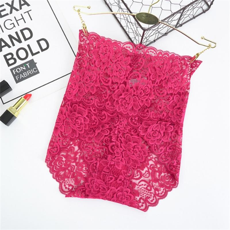 1Pc Fashion Women High Waist Plus Size Panties Lace Mesh Floral Transparent Briefs Underwear Solid Seamless Underpants Lingerie