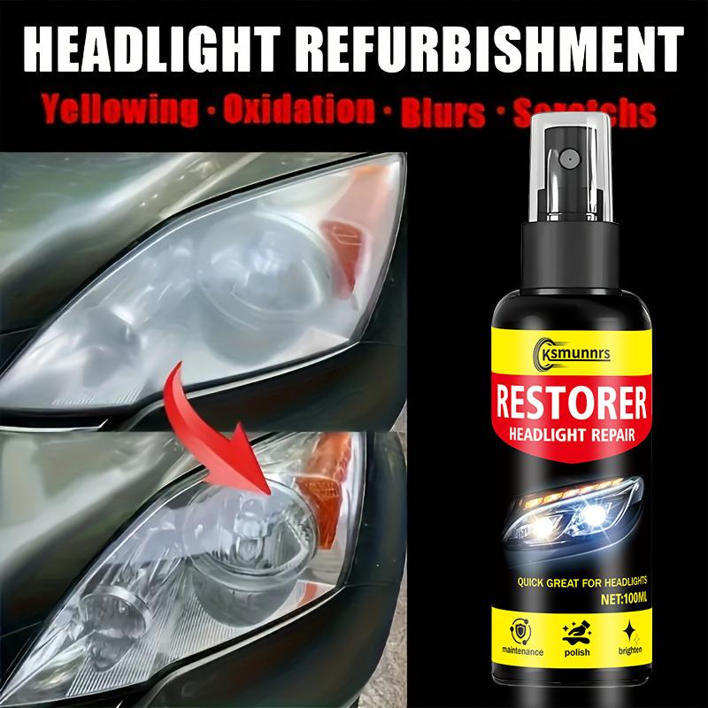 Ceramic Headlight Restoration Spray, Premium Automotive Headlight Repair Tool - Removes Yellowing and Oxidation, Restores Clarit