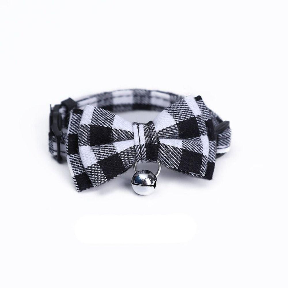 Pet Bow Tie With Bell Cat Dog Necklace Plaid Style Puppy Kitten Collar Animal Grooming Product
