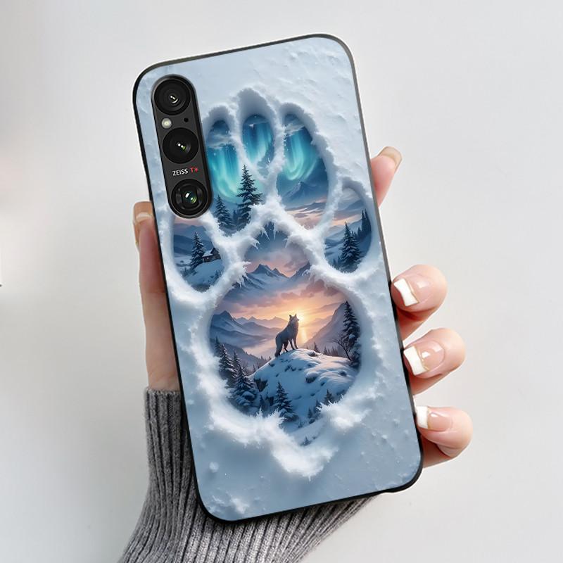 Case For Sony Xperia 1 V 2023 Candy Colored Shockproof Cover For Sony Xperia 1 VI (PDX245) Simple Flower Pattern Black Case
