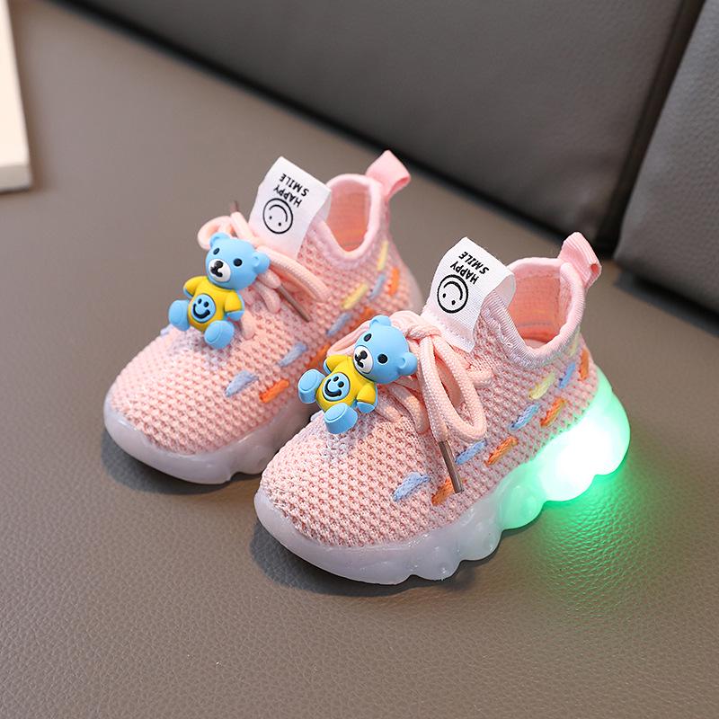 

Baby Soft Sole Light-Up Shoes for 0-3 Years: Breathable Spring/Autumn Sneakers for Girls & Boys Set of 5 (16-20) розовый