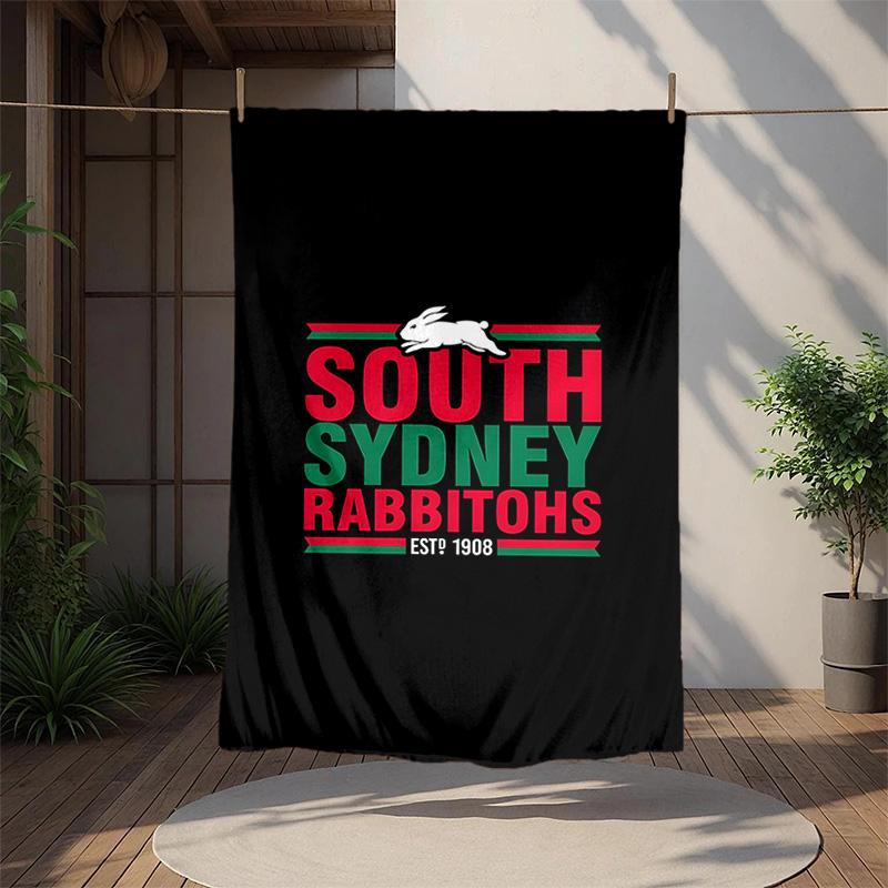 South Sydney Rabbitohs Flannel Blanket Soft Warm All-Season Throw, Design for Camping, Car Travel, Hiking Sofa, Bed, Office Perfect Gift for Parties