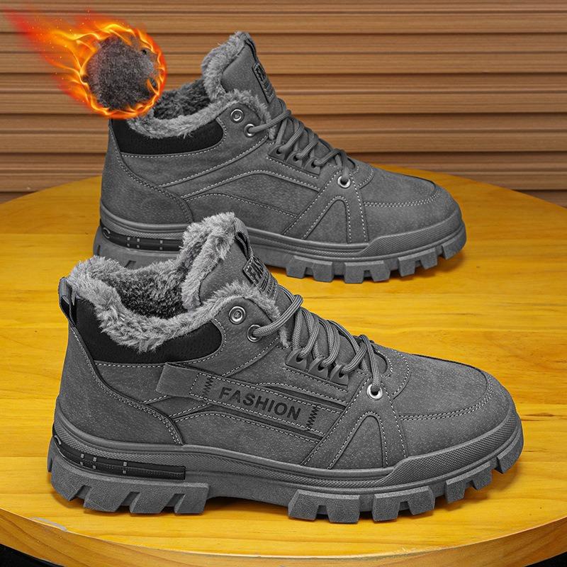 Winter Sneakers Men's New Warm Cotton Boots with Thick Soles Versatile Snow Anti Slip Outdoor Leisure Hiking Cotton Shoes Botas