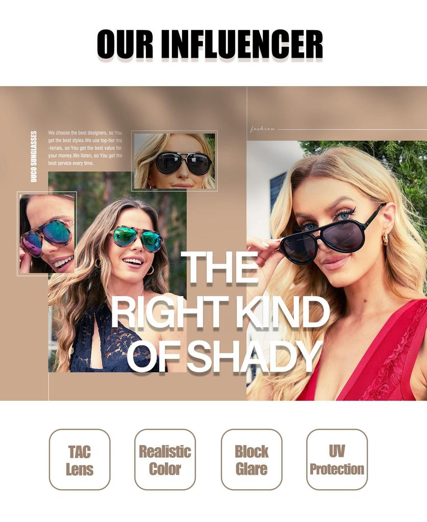 DUCO Polarized Aviator Teardrop UV400 1208 Women's Sunglasses, Design, Protection,