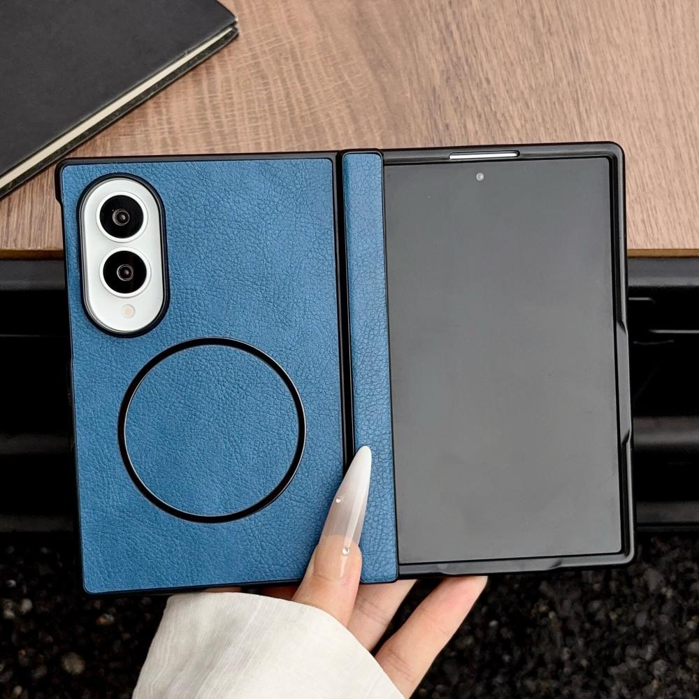 For Magsafe Leather Pattern Hinge Protect Case for Samsung Galaxy Z Fold 8 Ultra Fold 8 7 6 5 Soft Shockproof Magnetic Cover