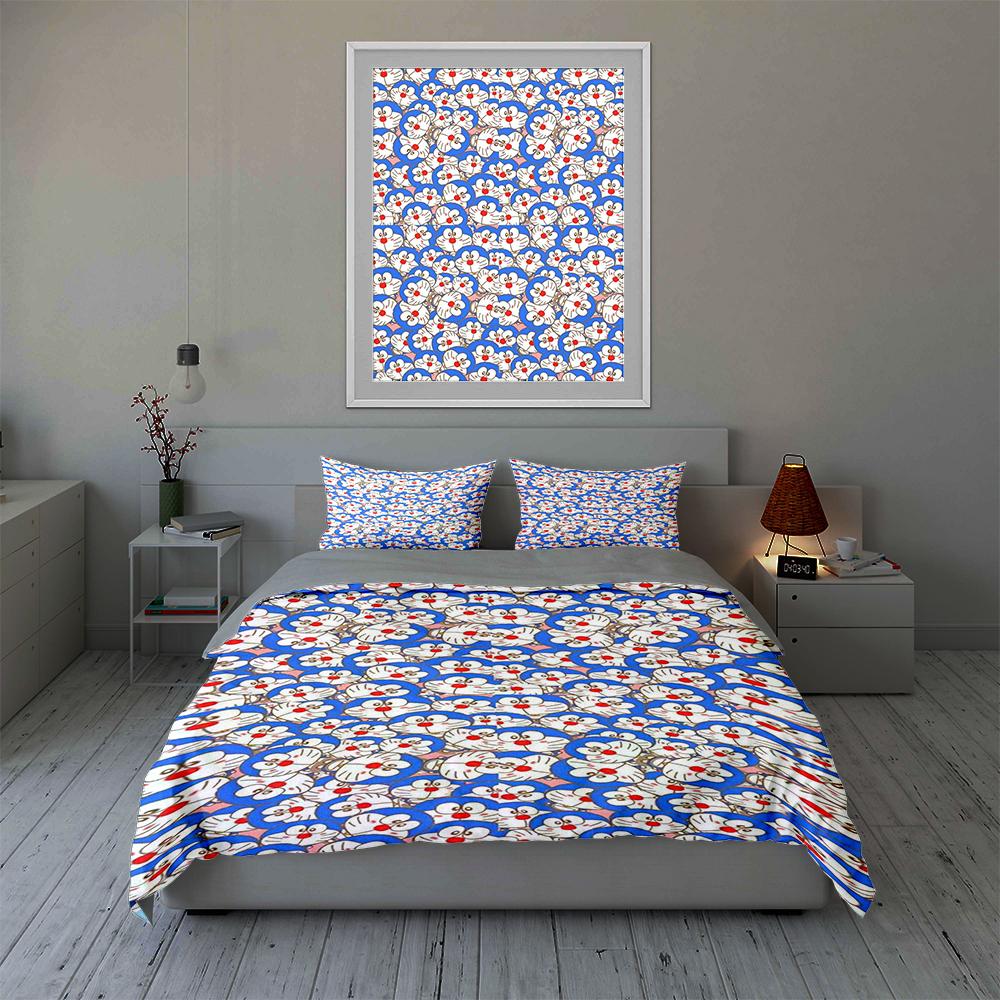 Blue cartoon faces. Bedding Duvet cover sets Duvet covers Pillowcases gifts (1 * Duvet Cover 2 * Pillowcases, without duvet insert)