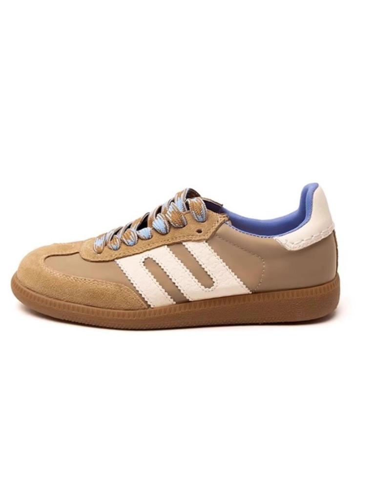 DONGJI Retro Genuine Leather Color Block German Trainer Casual Sneakers - Spring 2025 Edition