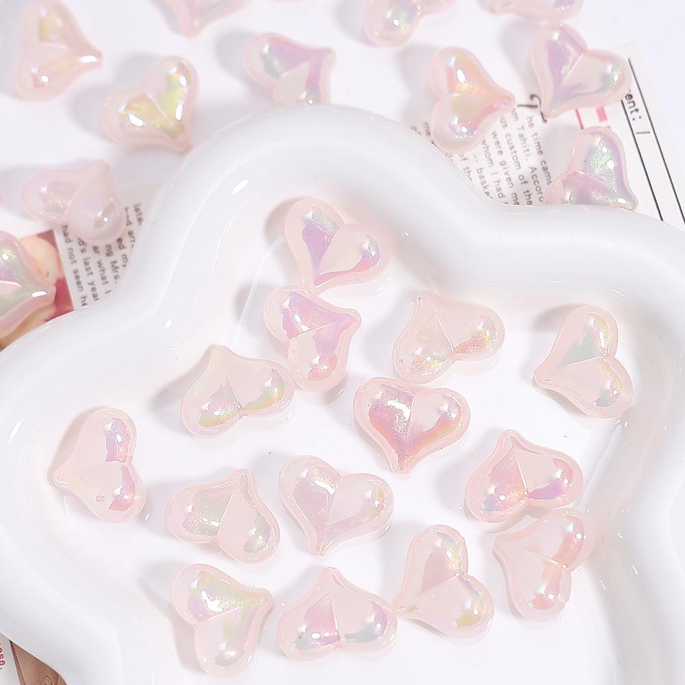 Peach Electroplated Heart Acrylic Beads for DIY Jewelry and Phone Chains