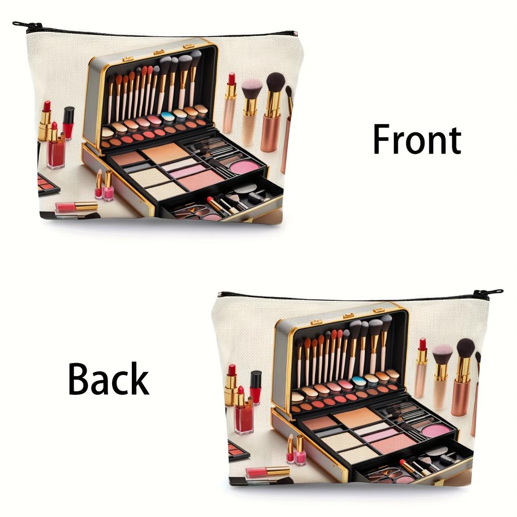 Golden Makeup Set Pattern Makeup Bag a Golden Cosmetic Wash Bag Featuring Design Lightweight Foldable Cosmetic Storage Bag